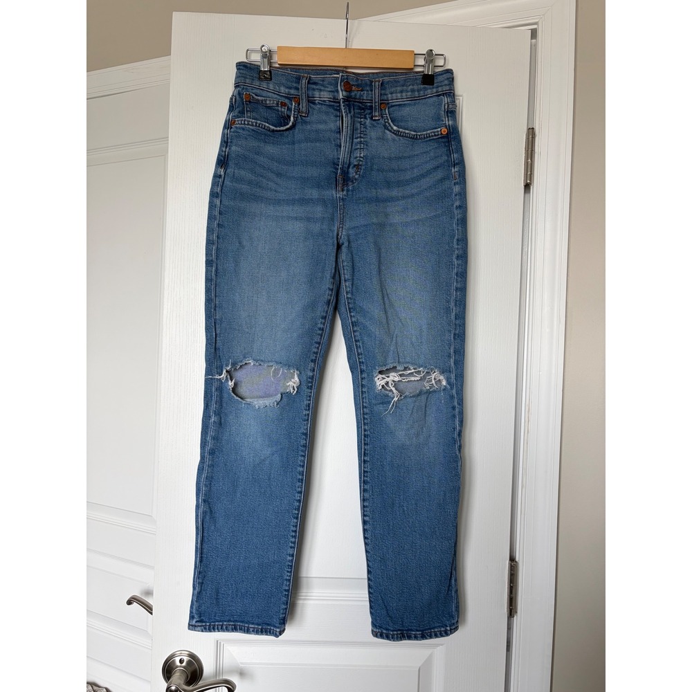 Madewell The Perfect Vintage Crop Jean Distressed Blue High Rise Straight 26